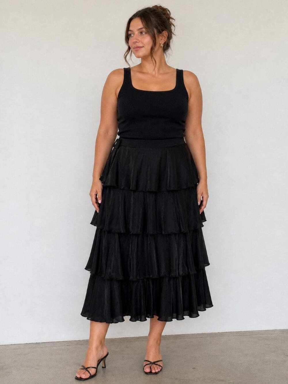 Part Two Janeta Ruffle Layer Midi Maxi Skirt Black Size 42/10